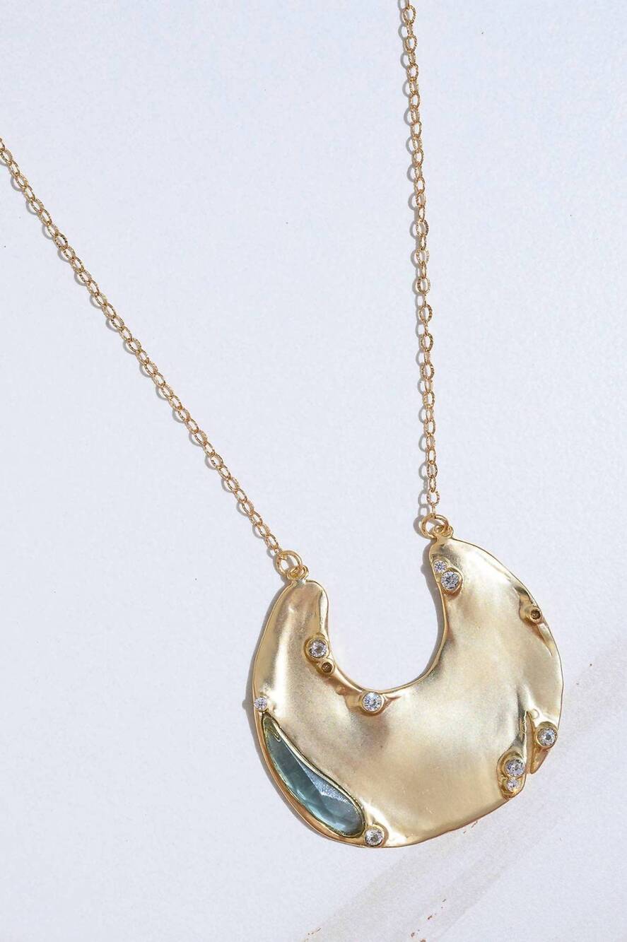 NEW RARE MATTERS JEWELRY women's inverted half-moon pendant in gold